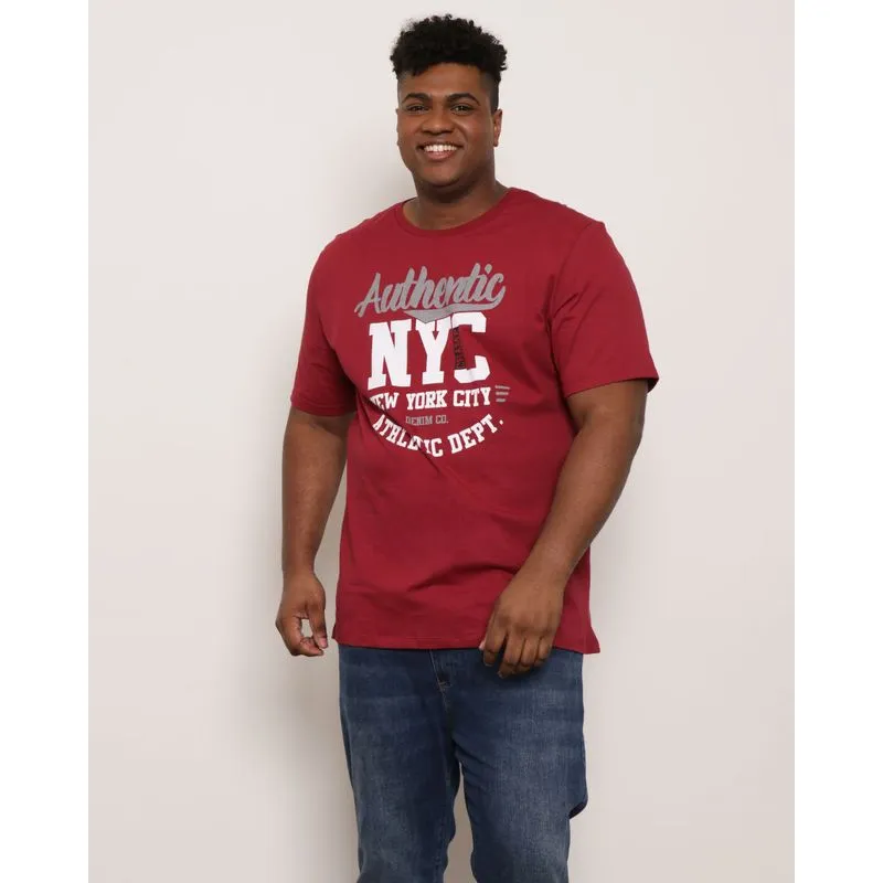 Camiseta Plus Size Masculina Com Estampa Vermelha G1