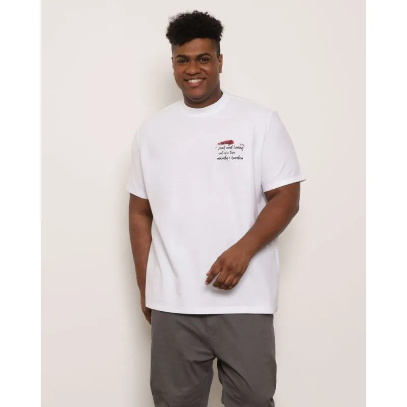 Camiseta Plus Size Masculina Com Estampa Branca G1
