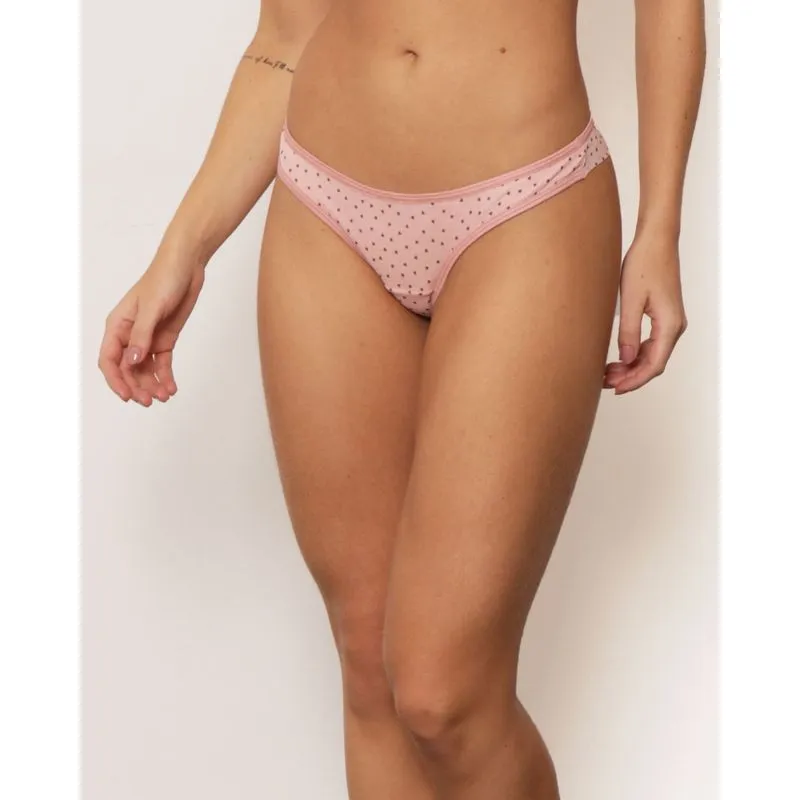 Calcinha Feminina Fio Duplo Tule Estampado Rosa P