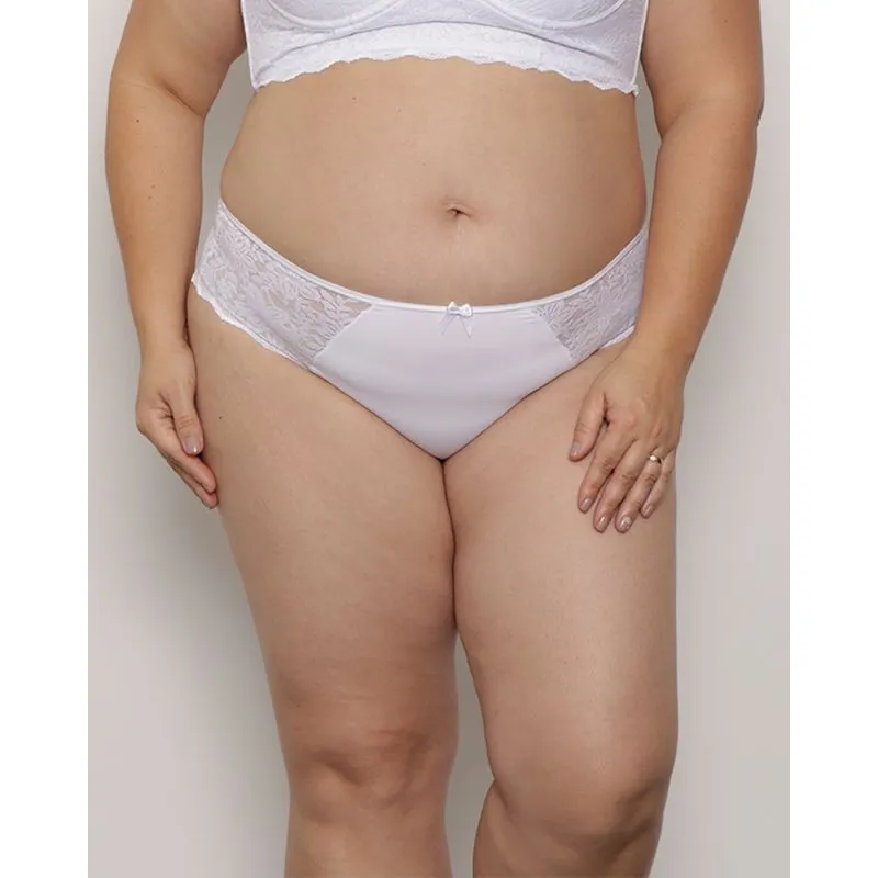 Calcinha Plus Size Feminina Biquíni Renda Branca 52