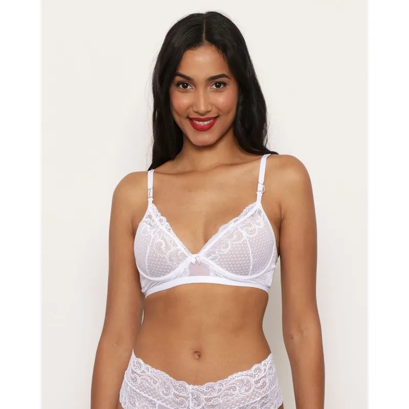 Sutiã Feminino Com Aro Sem Bojo Strass Renda Branco 46
