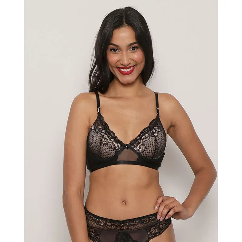 Sutiã Feminino Com Aro Sem Bojo Strass Renda Preta 46