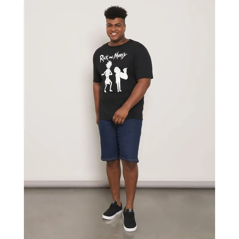 Bermuda Jeans Plus Size Masculina Reta Azul 54