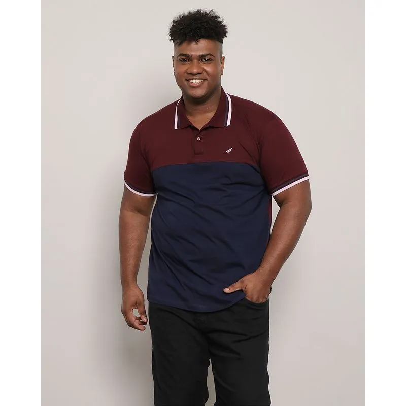 Polo Plus Size Masculina Recorte Manga Curta Vermelha G1