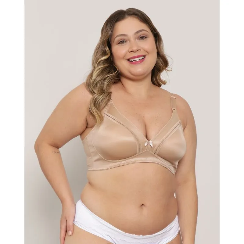 Sutiã Plus Size Feminino DelRio Base Sem Bojo Sustentação Bege Médio 52