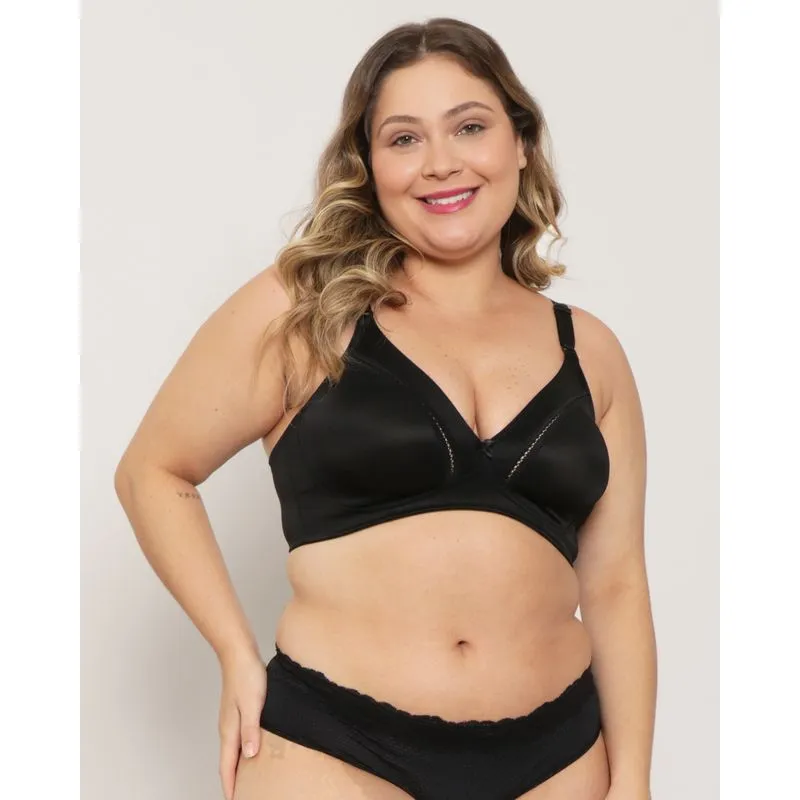 Sutiã Plus Size Feminino DelRio Base Sem Bojo Sustentação Preto 52
