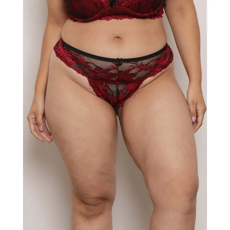 Calcinha Plus Size Biquíni Renda Preta 48