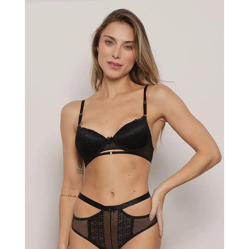 Sutiã Feminino Base Bojo Bolha e Tule Preta 40
