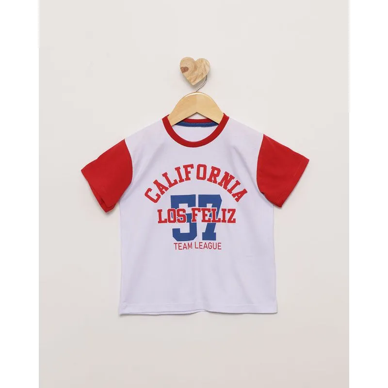 Camiseta Bebê Manga Curta Estampa Califórnia com Recorte Branca 2