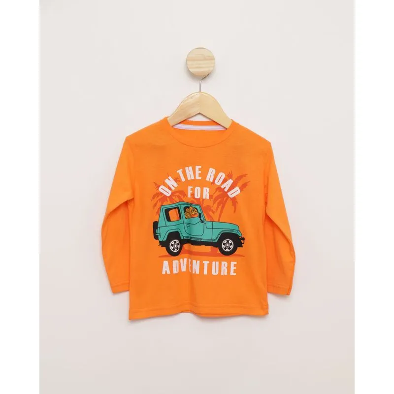 Camiseta Bebê Manga Longa Estampa Adventure Laranja 1
