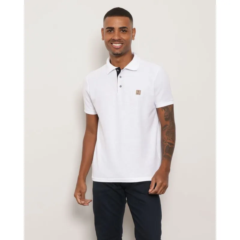 Polo Masculina Piquet Manga Curta Branca M