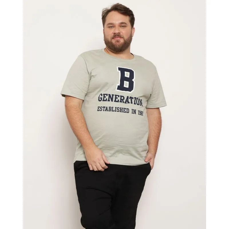 Camiseta Plus Size Masculina Manga Curta Com Estampa Verde G1