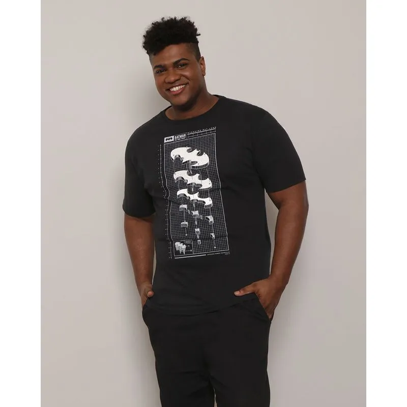 Camiseta Plus Size Masculina DC Comics Estampa Batman Preta G1
