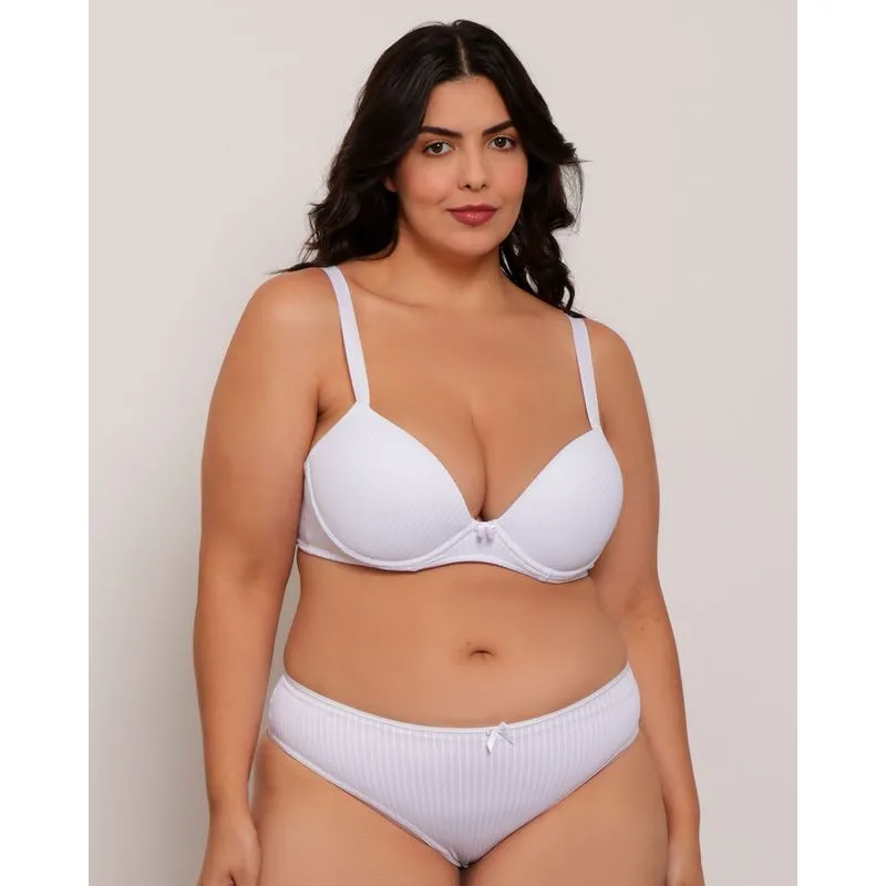 Sutiã Plus Size Feminino Base com Bojo Texturizado Branco 46