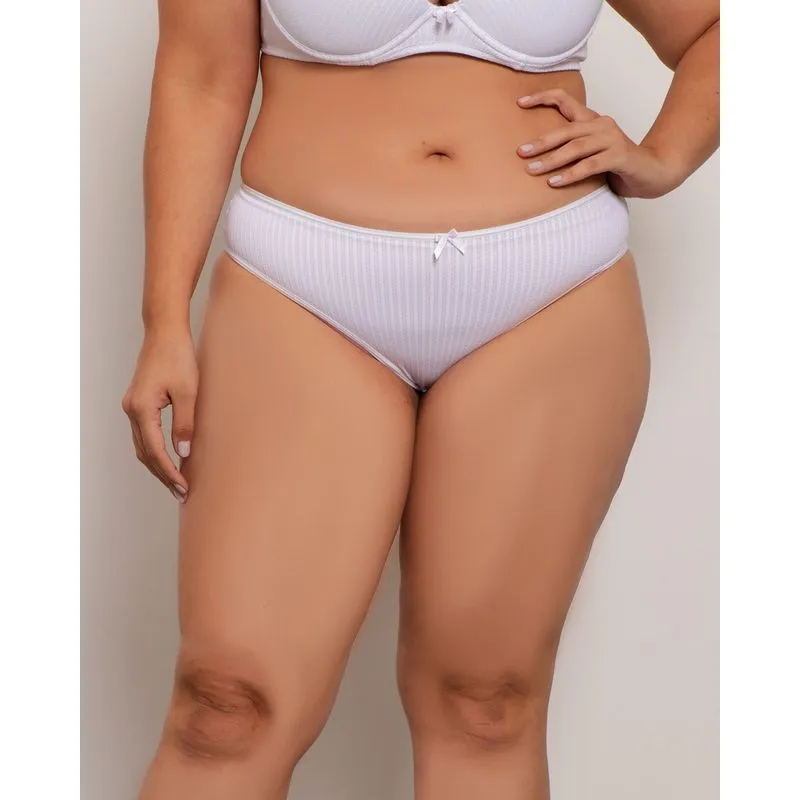 Calcinha Plus Size Feminina Avulsa Biquíni texturizada Branca G