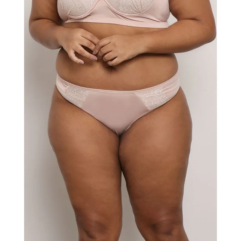 Calcinha Plus Size Feminina Biquíni Detalhe Em Renda Bege 46