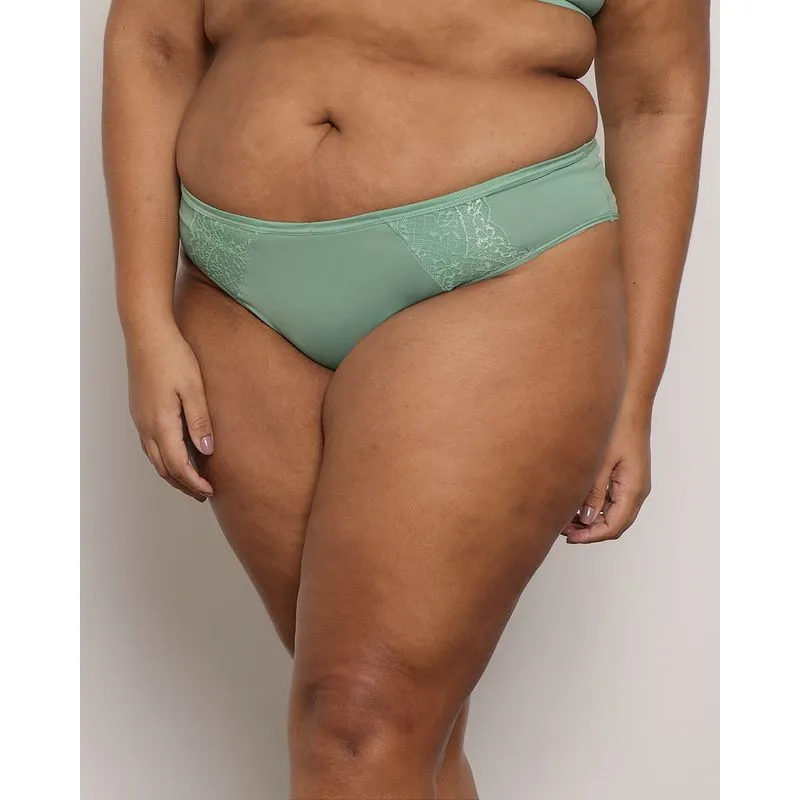 Calcinha Plus Size Feminino Cintura Alta Renda Verde 46