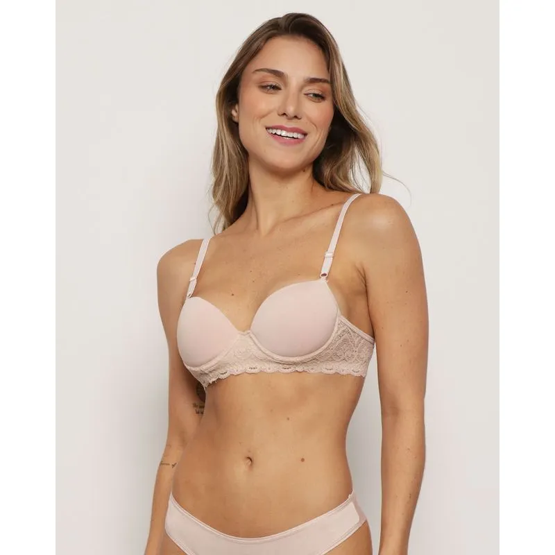 Sutiã Feminino Base com Bojo e Renda Bege 44