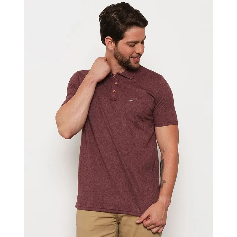 Polo Masculina Manga Curta Vinho GG