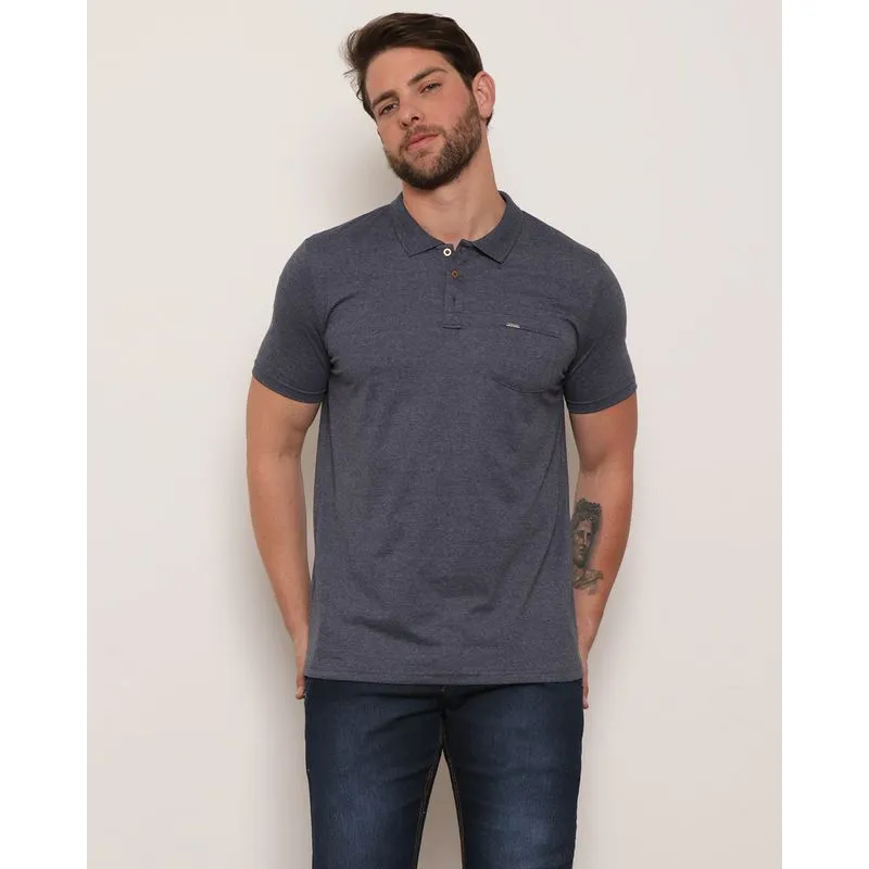 Polo Masculina Manga Curta Cinza Escuro M