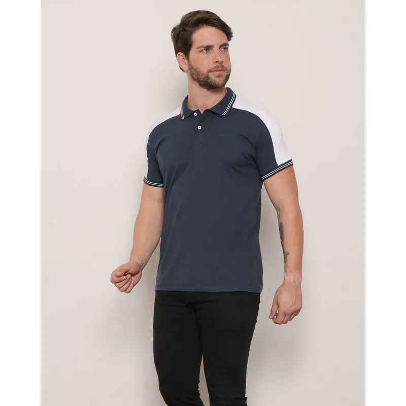 Polo Masculina Recortes Azul Marinho G
