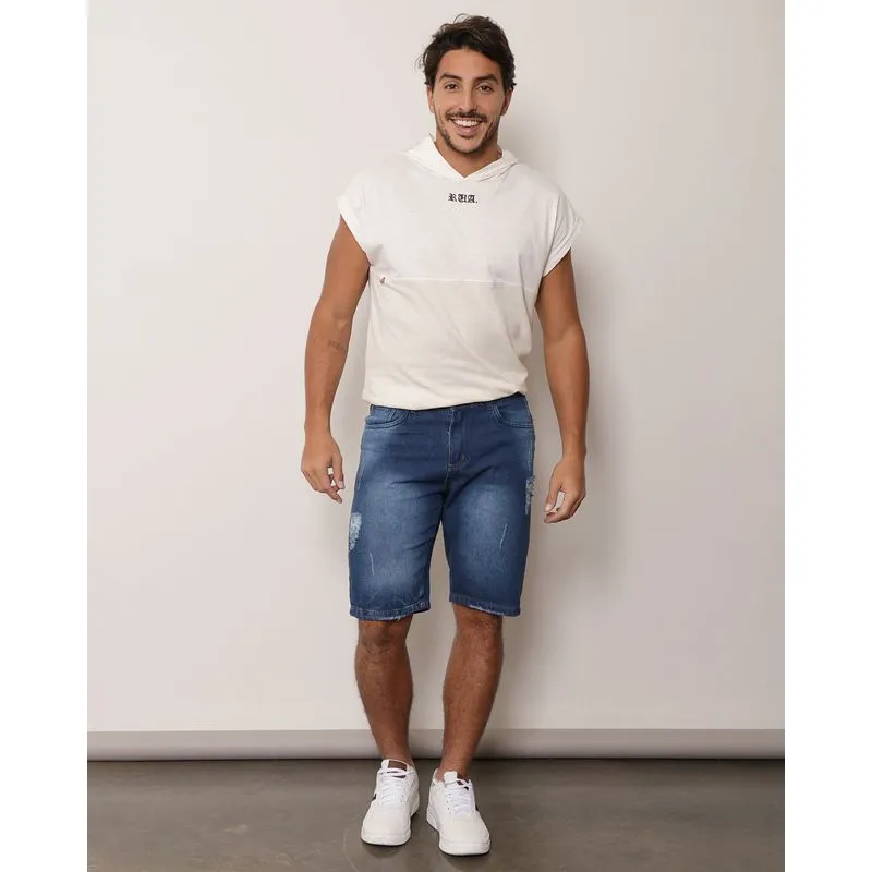 Bermuda Jeans Masculina Destroyed 48
