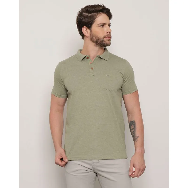 Polo Masculina Manga curta com Bolso Mescla Verde G