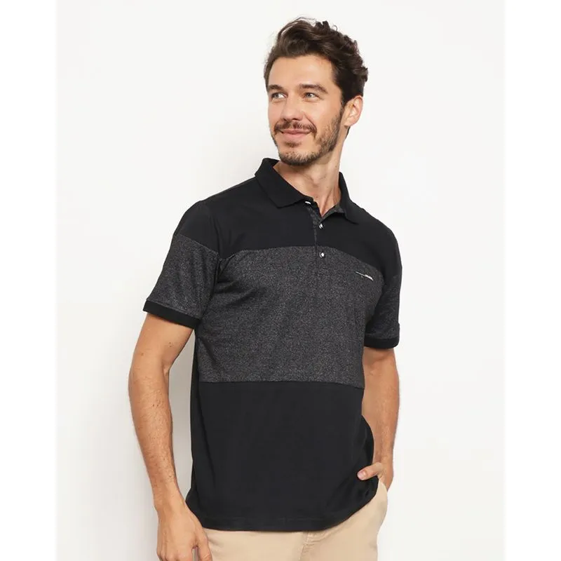 Polo Masculina Manga Curta Com Recortes Texturizados Preto M