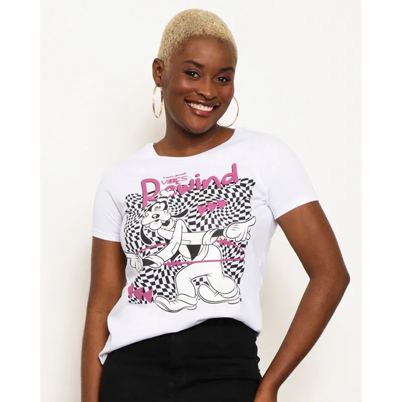 Camiseta Feminina Disney Estampa Pateta Manga Curta Branca M