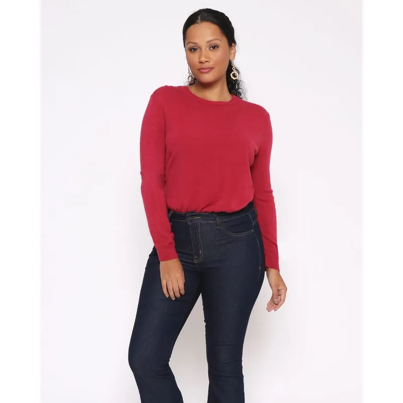 Suéter Tricô Feminino Gola Redonda Vermelho P