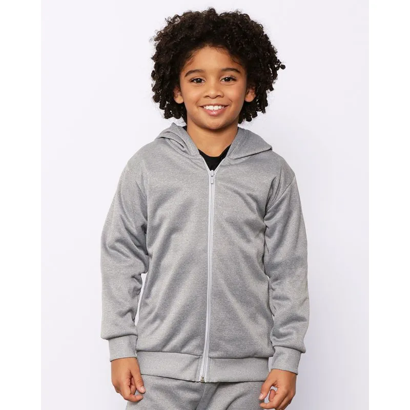 Jaqueta Infantil Helanca Com Capuz Cinza Claro 8
