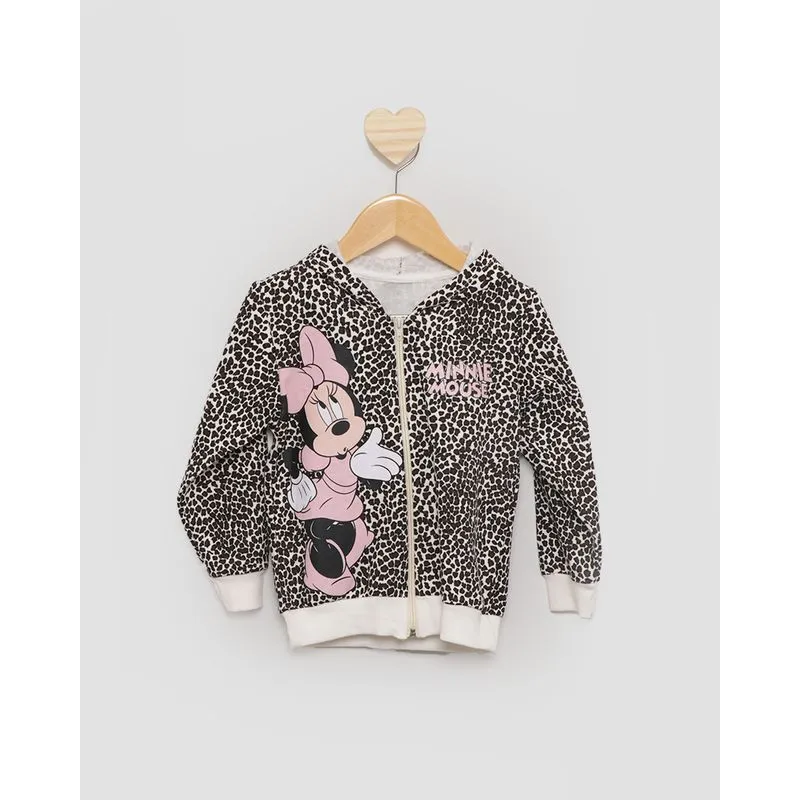 Casaco Bebê Moletom Estampa Onça Minnie Disney Off White 2