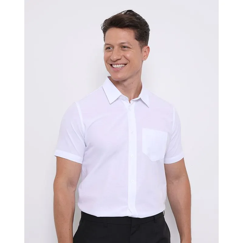 Camisa Masculina Manga Curta Com Bolso Branca 4