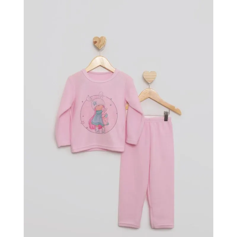 Pijama Soft Bebê Longo Estampa Menina Rosa 2