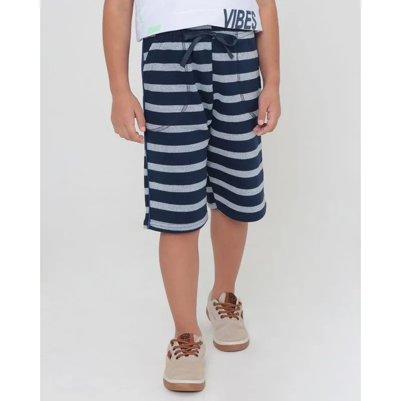 Bermuda Infantil Moletinho Listrada Azul Marinho 35141000459093UN