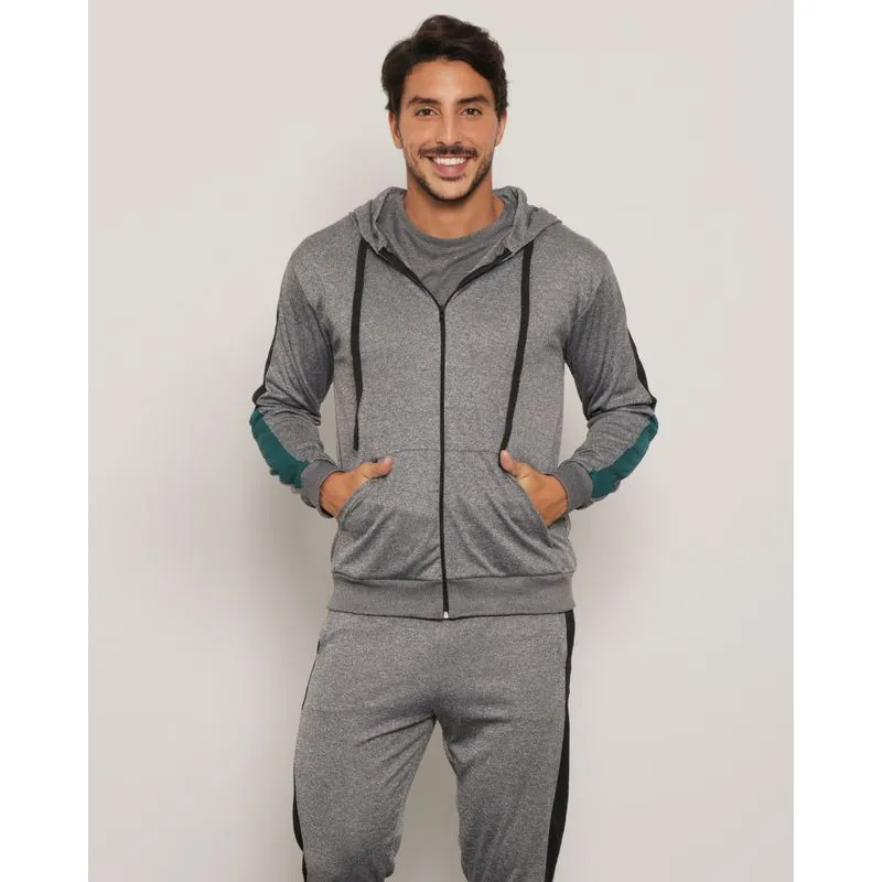 Jaqueta Masculina Esportiva Com Capuz Fitter Cinza G