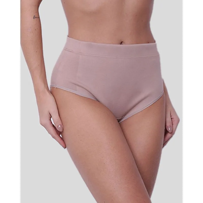 Calcinha Dilady Alta Feminina Avulsa Zero Barriga Algodão Bege M