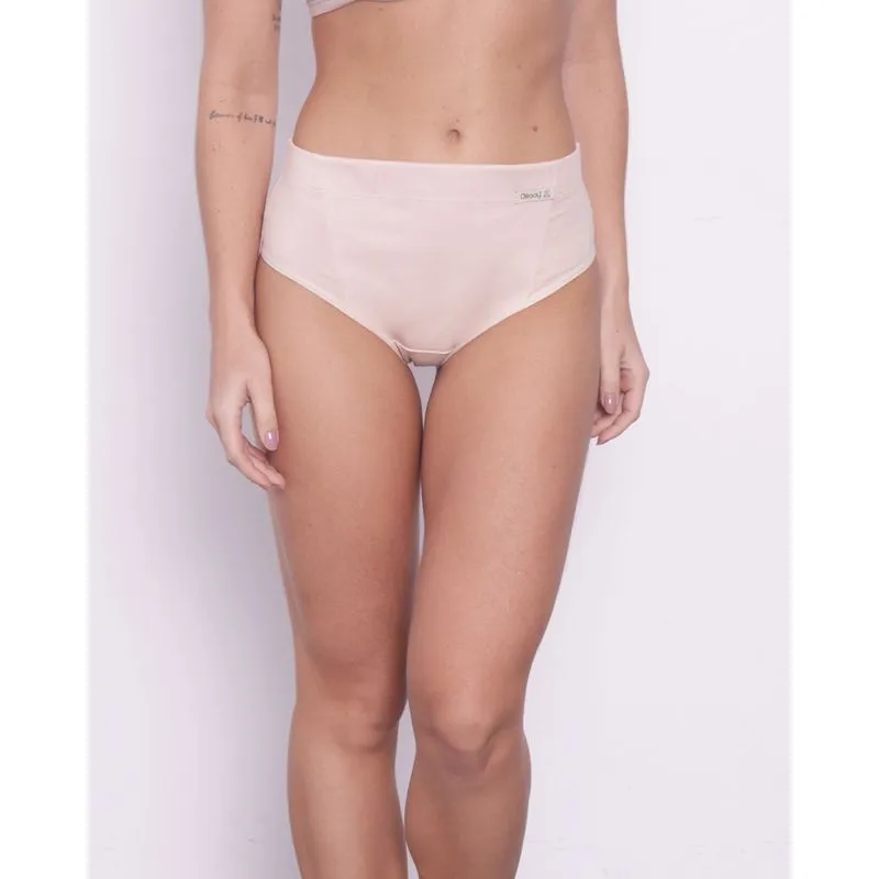 Calcinha Dilady Alta Feminina Zero Barriga Algodão Eco Bege Claro G