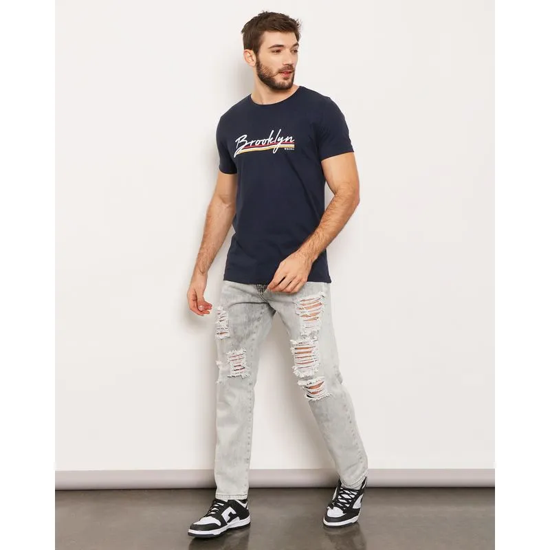 Calça Jeans Masculina Destroyed Cinza 44