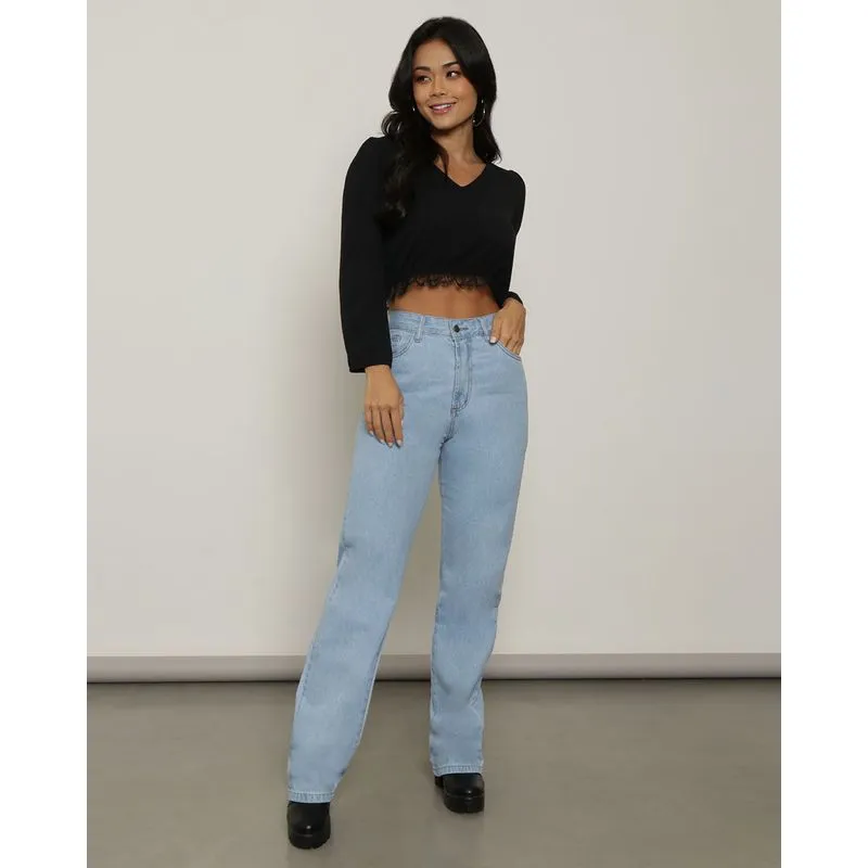 Calça Jeans Feminina Reta Azul 38