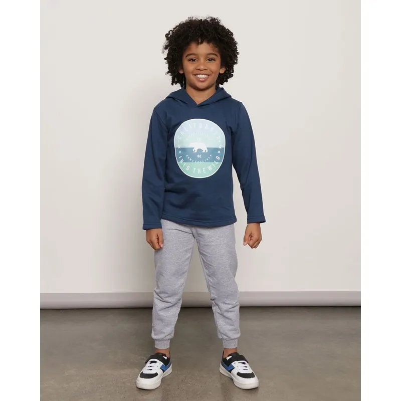 Conjunto Infantil Moletom Estampa Com Capuz Marinho 4