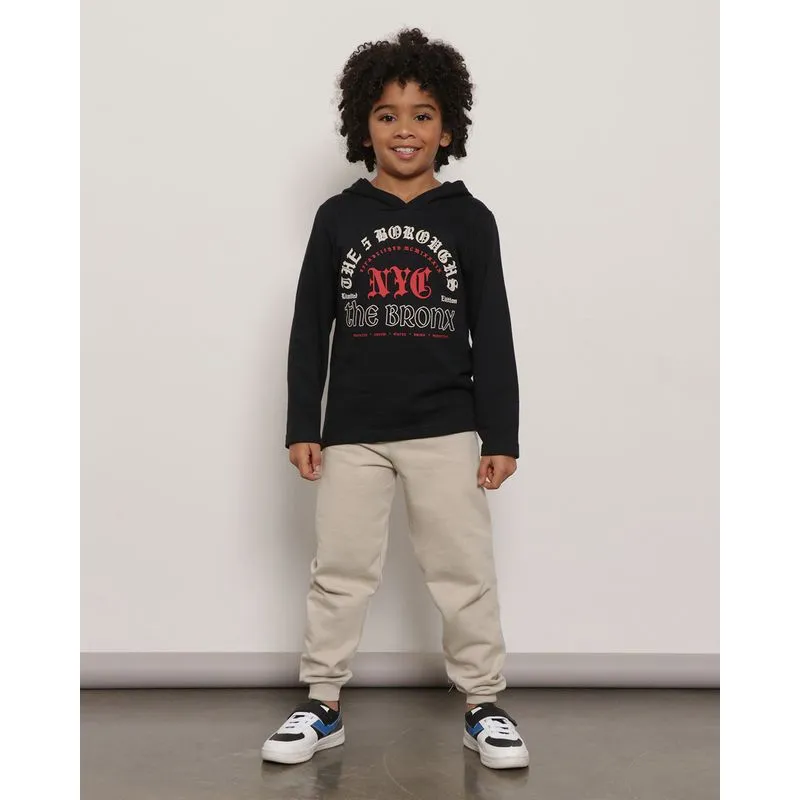 Conjunto Infantil Moletom Com Capuz Preto 4