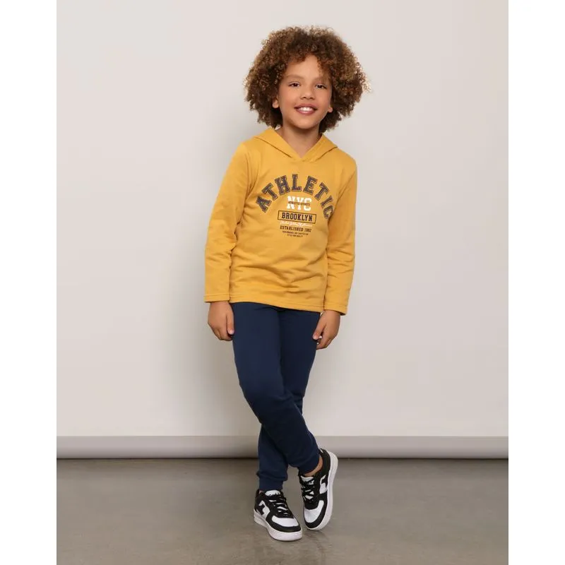 Conjunto Moletom Infantil Com Capuz Mostarda 6