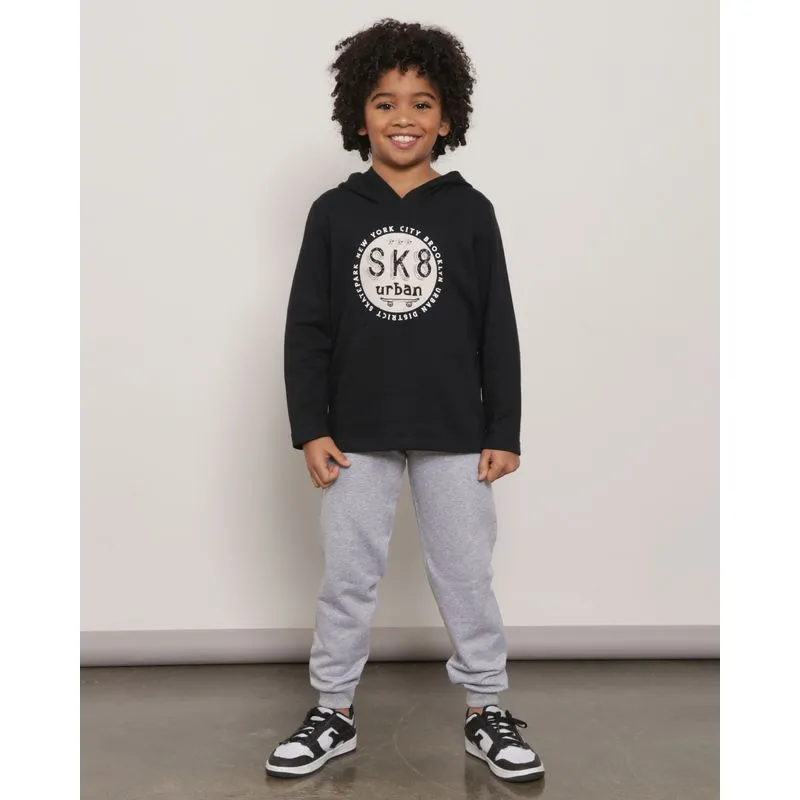 Conjunto Infantil Moletom Com Capuz Preto 6