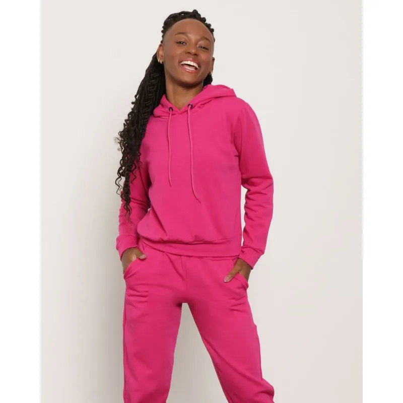 Blusão Moletom Feminino Fitness Com Capuz Rosa G