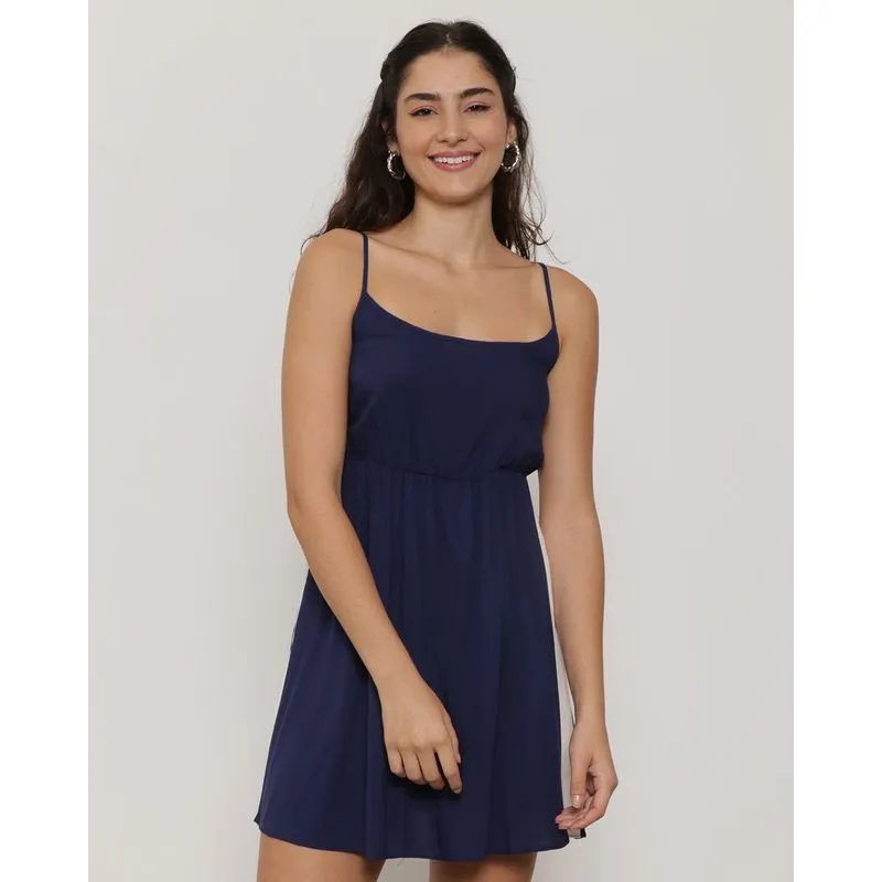 Vestido Alcinha Curto Listra Lateral Off White Marinho G