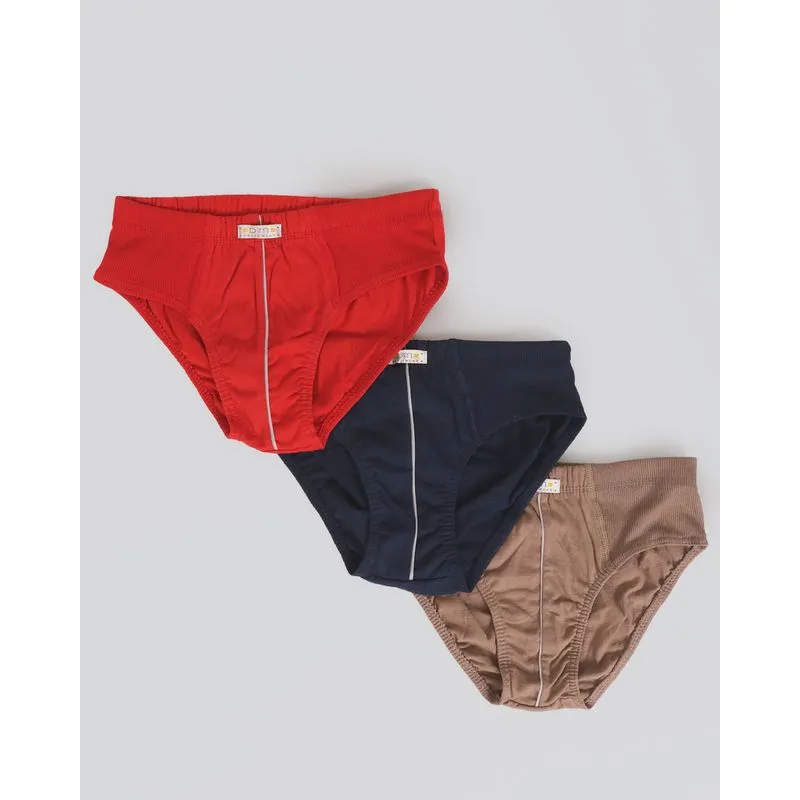 Kit Com 3 Cuecas Juvenil Slip Marrom Vermelha E Marinho GG