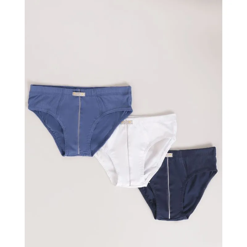 Kit Com 3 Cuecas Slip Azul Branco E Marinho GG