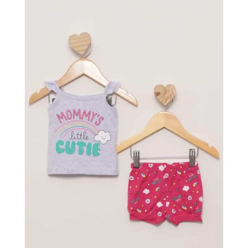 Conjunto Bebê Estampa Escrita Cinza Claro P