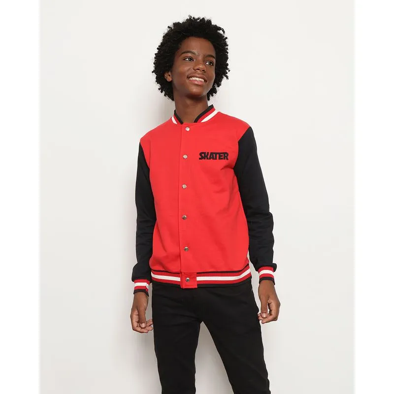 Casaco Moletom Juvenil Bomber College Vermelho 10